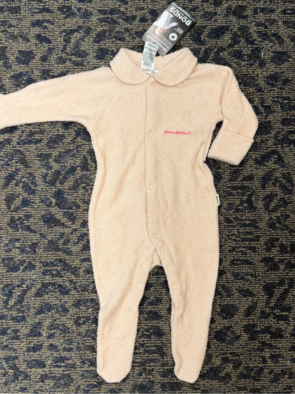 Bonds Wondersuit Terry Footed Long Sleeve Baby Coverall Light Pink 3-6 Months